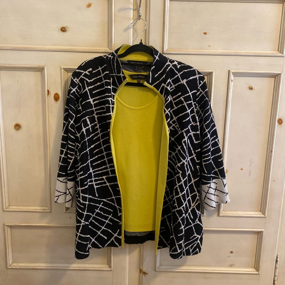 Ming Wang Black and Yellow Blazer